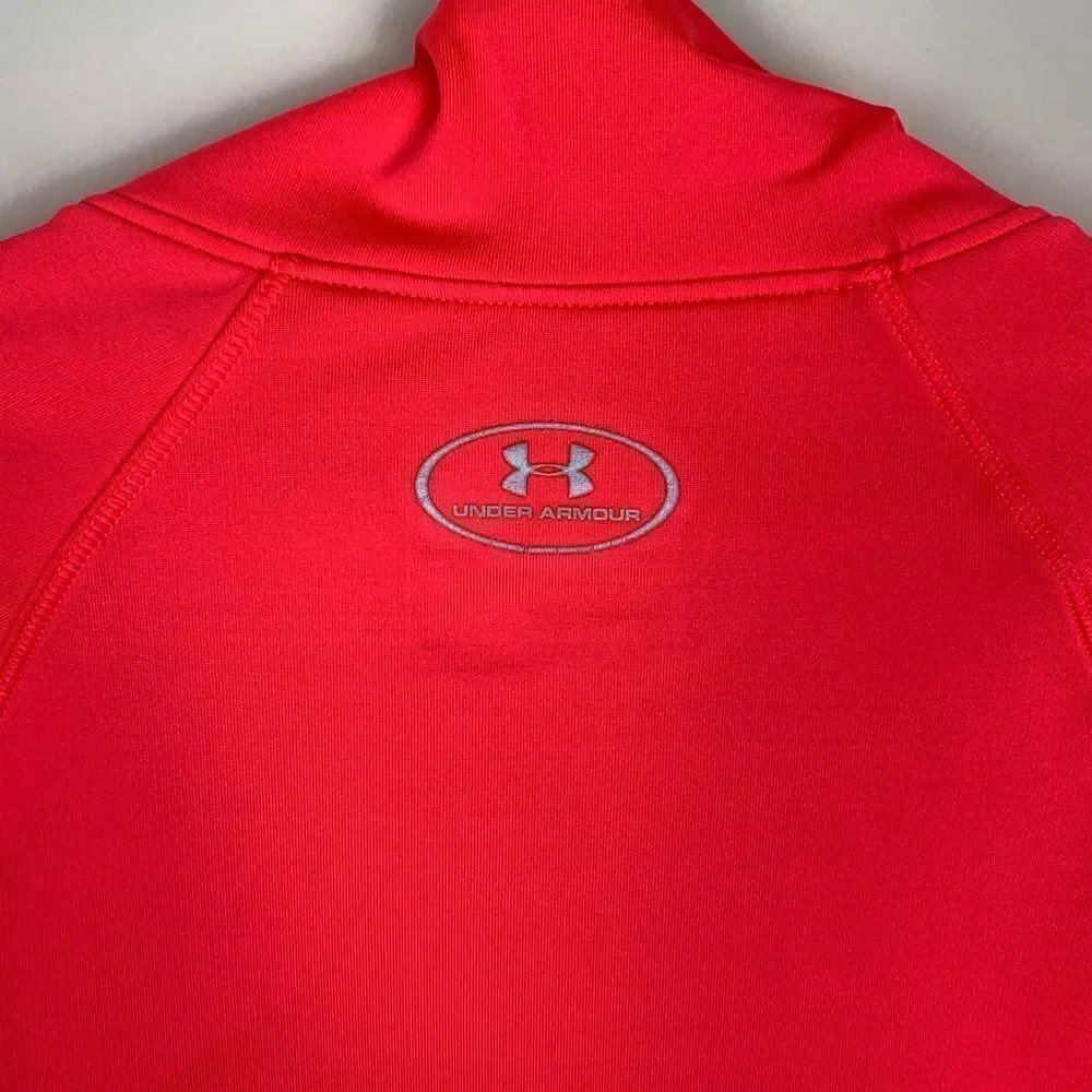 Under Armour Orange Youth Fitted Coldgear ‎ Shirt Sz Lg